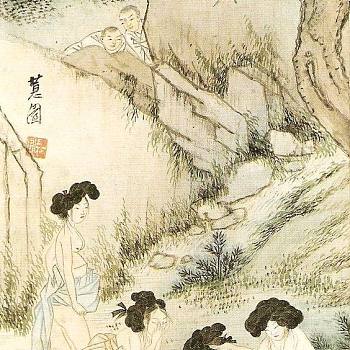 韩国朝鲜族韩式古典人物山水字画 (15)