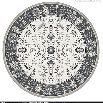 欧式美式古典花纹圆形地毯 (26)