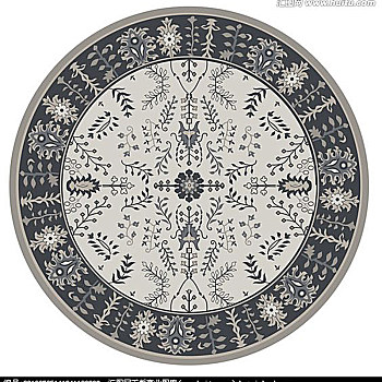欧式美式古典花纹圆形地毯 (26)