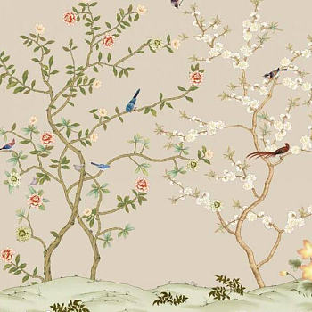 中式欧式田园花鸟壁纸壁画壁布背景画 (120)