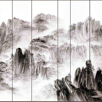 新中式山水壁纸壁画壁布背景画 b (6)