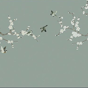 中式欧式花鸟壁纸壁布壁画背景画 (5)