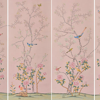 中式欧式田园花鸟壁纸壁画壁布背景画 (119)