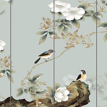 新中式鸟壁纸壁布工笔画花 (4)
