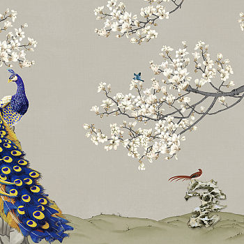 中式欧式田园花鸟壁纸壁布背景画 (8)