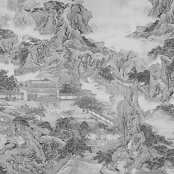 新中式山水壁纸壁画壁布背景画 (10)