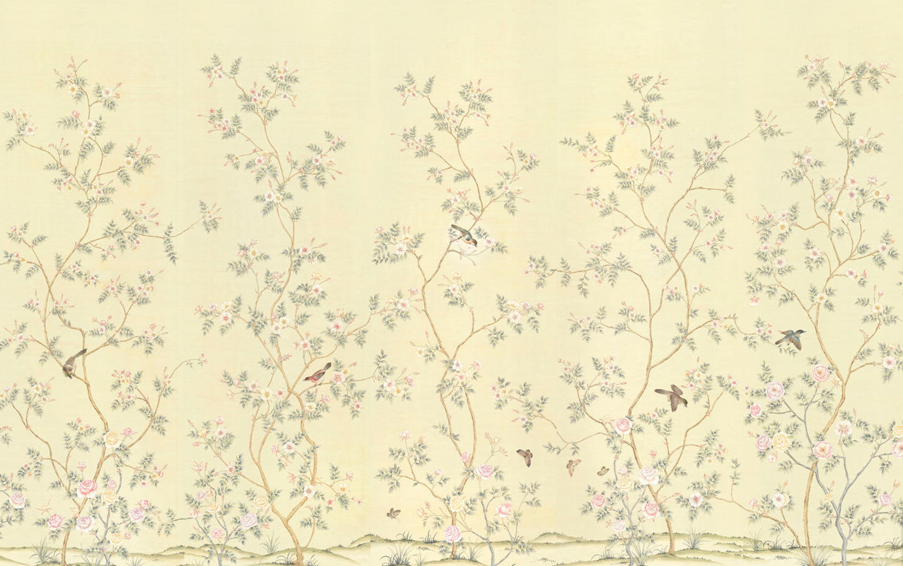 中式欧式田园花鸟壁纸壁画壁布背景画 30 草图大师模型