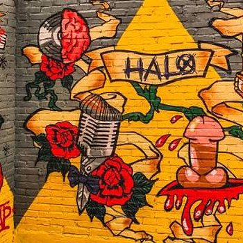 工业风酒吧餐厅涂鸦墙面砖墙涂鸦图案 (65)