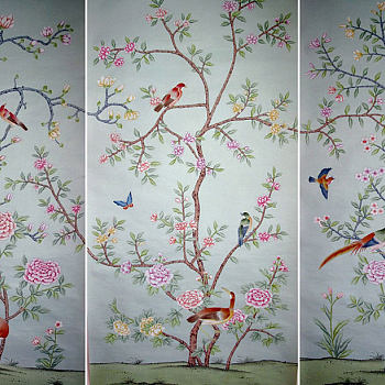 中式欧式花鸟壁纸壁布壁画背景画 (18)