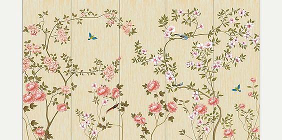 中式欧式花鸟壁纸贴图 (110)