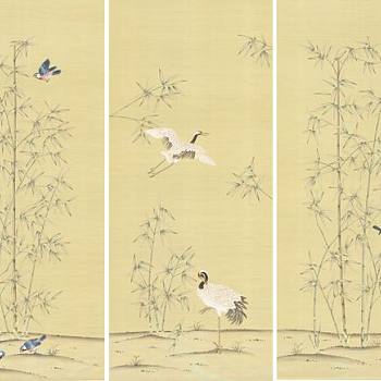中式仙鹤图案壁纸壁布贴图 (330)