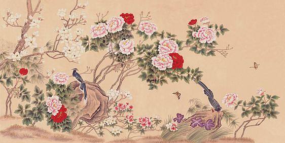中式欧式花鸟壁纸贴图 (96)