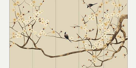中式梅花图案壁纸壁布 (12)
