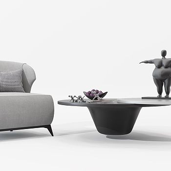 H03-0508现代单人沙发茶几人物雕塑