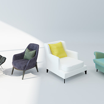 现代欧式单人休闲沙发3D模型免费下载