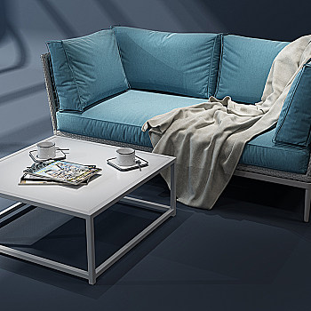 H01-0213现代布艺双人沙发组户外藤椅休闲沙发咖啡杯1