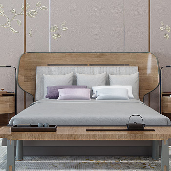 H23-1222新中式式床床头柜组合