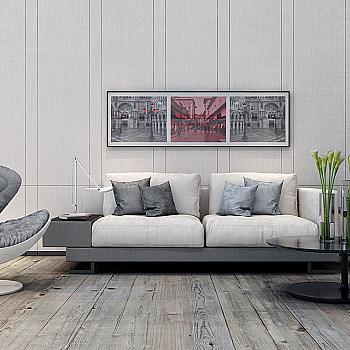 Z30-0112现代休闲沙发茶几单椅子边几挂画组合
