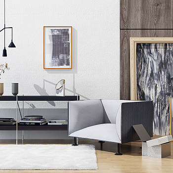 H31-0308丹麦Menu品牌 现代北欧轻奢布艺单人沙发装饰画摆件