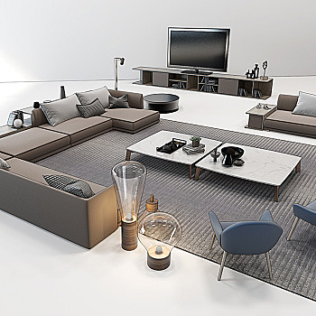 H22-0213现代转角沙发茶几休闲椅电视柜组合1