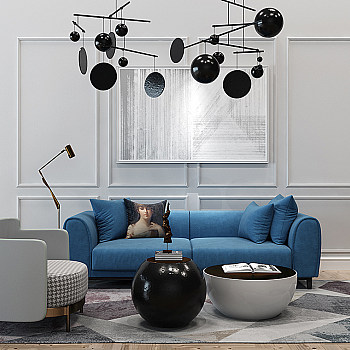 H15-0122Dima Karma设计 北欧现代布艺沙发茶几吊灯组合