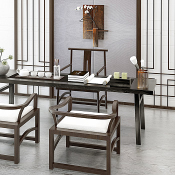 H07-1121茶具茶桌中式椅子