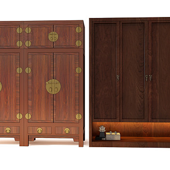 Z16-0313中式实木衣柜摆件组合