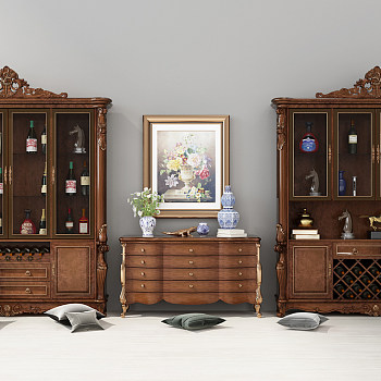 H09-1201法式欧式实木酒柜装饰柜组合