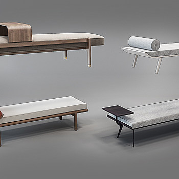 H01-0220新中式现代床尾凳床榻沙发蹲