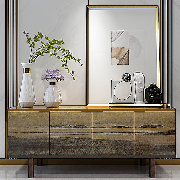 H11-0114现代新中式装饰柜边柜电视柜花瓶摆件