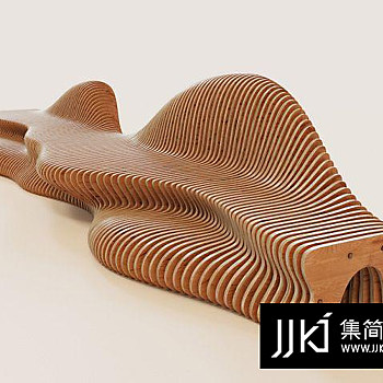 05现代木质长凳休闲椅国外3D模型下载