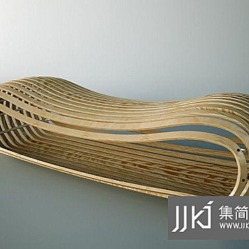 26现代木质长椅国外3D模型下载
