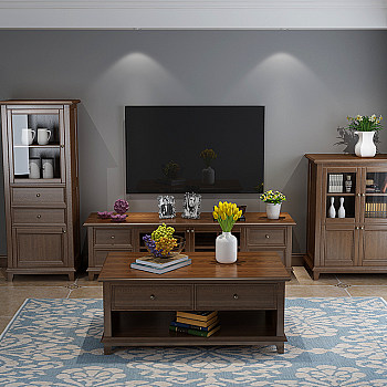 Z15-0222美式欧式实木电视柜茶几边柜组合