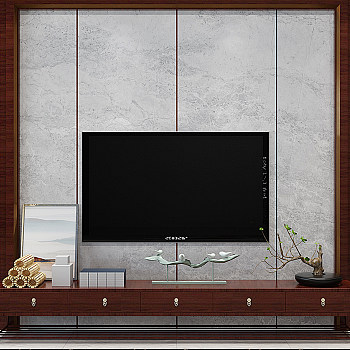 H01-0116新中式电视柜花瓶壁灯花架组合