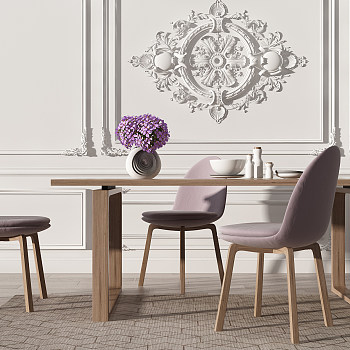 Z06-0530现代北欧餐桌椅欧式线条石膏线雕花