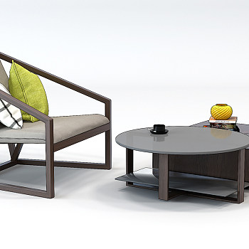 H176-1201现代茶几休闲椅单椅组合