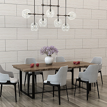 H04-0124现代餐桌椅工业风吊灯组合