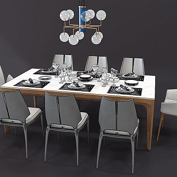 H138-1201现代餐桌椅吊灯组合