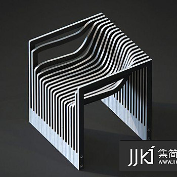 17现代木质休闲椅国外3D模型下载