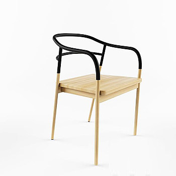 18现代木质休闲椅国外3D模型下载