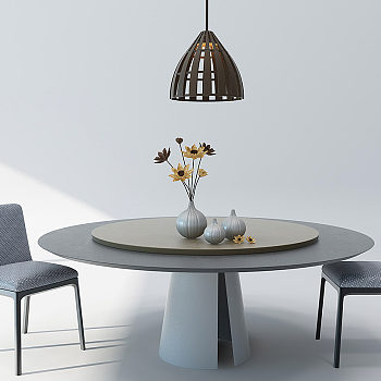 Z22-0509北欧现代圆形餐桌椅吊灯组合