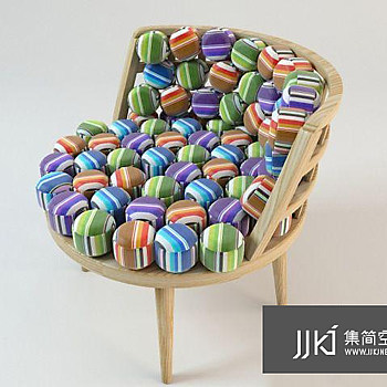 28现代木质休闲椅国外3D模型下载