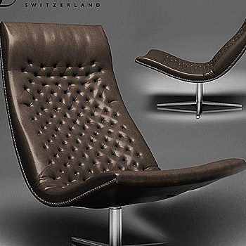 09现代皮质休闲椅国外3D模型下载