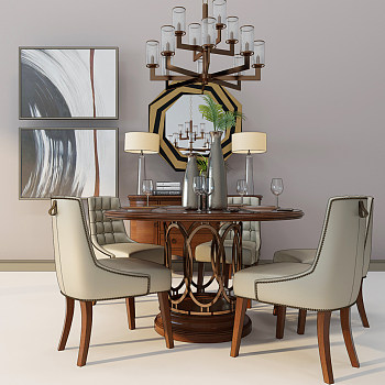 Z26-0302欧式美式餐桌椅装饰镜组合