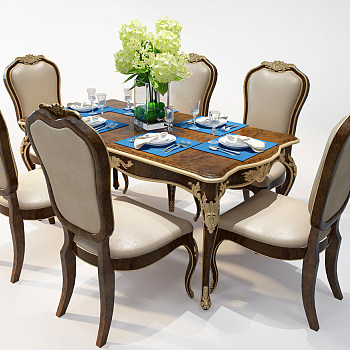 Z22-0302欧式古典法式餐桌椅餐具