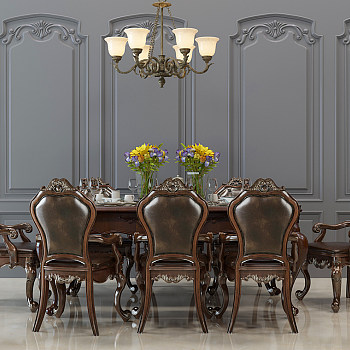 H18-0305美式欧式法式新古典餐桌椅组合