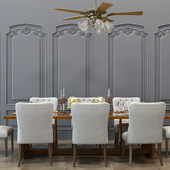 H17-0305简欧式美式餐桌椅组合风扇灯