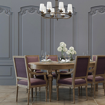 H15-0305美式欧式餐桌椅吊顶组合