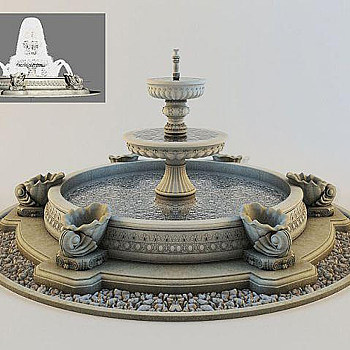 欧式喷泉雕塑国外3D模型下载
