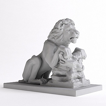 动物狮子雕塑3D模型免费下载